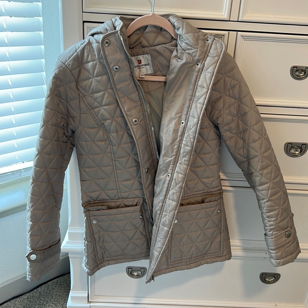 Urban Republic light jacket in a neutral color.